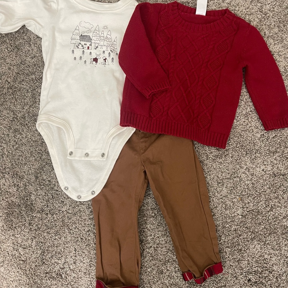 Carter's Red Cable Knit Sweater Christmas Set